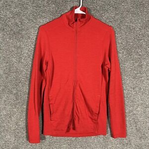 Ibex Jacket Mens Small Red Merino Wool Full Zip Lightweight Base Layer Sweater